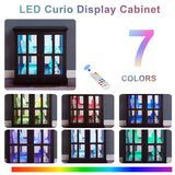 Mcltopz 2 Tiers Lighted Curio Glass Display Cabinet, 2 Lattice Doors Retro Curio Cabinet with Adjustable Shelves, Elegant Glass Display Cabinet Display Case Showcase Bookcase for Living Room (Cherry) Mcltopz