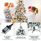 Nightcore 9FT Pre-Lit Artificial Christmas Tree, Snow Flocked Hinged Pine Tree w/ 1498 Branches Tips & 550 LED Lights, Portable Metal Base, Perfect Xmas Decoration for Home Office Party (9 ft Green) WoodArtSupply