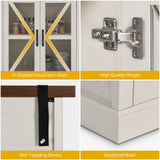 DWVO 66" Kitchen Pantry Storage Cabinet with Glass Doors, 4-Tier Large Wood Storage Cabinet, Tall Freestanding Hutch for Living Room,Dinning Room and Kitchen, White DWVO