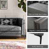 HULALA HOME 84" W Faux Leather Sofa Couch with Metal Legs, Button-Tufted 3-Seater Sofa, Mid Century Modern Contemporary Upholstered Couch for Living Room, Entertainment Area, Apartment,Grey HULALA HOME