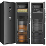 [2024 NEW] 7-8 Fireproof Biometric Gun Safes for Home Rifle and Pistols, Heavy Duty Anti-Theft Long Gun Safes for Rifles and Shotguns with 3 Handgun Pocket, Removable Shelf, Silent Mode TOLEBLID