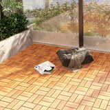 Interlocking Deck Tile (Pack of 10, 12"x12") Acacia Hardwood Deck Tile, Interlocking Patio Tile in Solid Acacia Wooden Oiled Finish Waterproof All Weather (12x12x0.85 inch, 8 Slat on Each Tile) LOAQUA