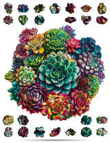 Crafthub Flowers Wooden Puzzles for Adults – A3 Mandala Succulent Plants with 152 Pieces Wood Puzzles – Jigsaw Puzzles with Unique Animal Shapes – 10.8" x 10.3" CRAFTHUB
