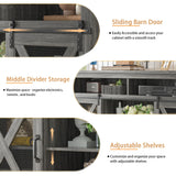 TOLEAD Farmhouse TV Stand for 65 inch TV Farmhouse Entertainment Center with Sliding Barn Doors Console Storage Cabinet for Living Room, Bedroom Grey TOLEAD