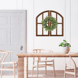 Sintosin Farmhouse Arched Window Frame Wall Decor 30 Inch, Set of 2 Hanging Burning Finished Wooden Window Pane above Bed Wall Art, Rustic Home Decor for Living Room Fireplace Entryway Hallway Sintosin
