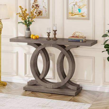 Tribesigns 55 inches Console Table with Unique Base, Farmhouse Hallway Table, Wooden Entryway Table, Vintage Sofa Table, Unique Long Accent Table for Tribesigns