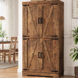 Pantry Cabinet,68'' Kitchen Pantry Storage Cabinet with 4 Doors and Adjustable Shelves, Farmhouse Tall Food Large Wood Pantry Storage Furniture for Kitchen Dining Room,Brown Jocoevol