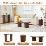 AVZEAR Small Round Side Table Fluted Night Stand Set of 2, Mid Century Modern End Table with Storage, Circle Bedside Tables Wood Nightstands for Small Spaces, Living Room, Bedroom (Walnut) AVZEAR