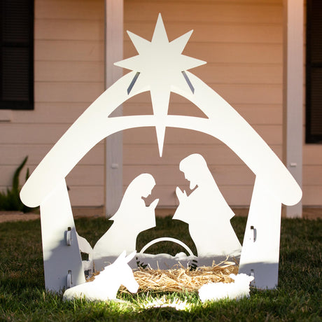 Best Choice Products 5ft Outdoor Nativity Scene, Weather-Resistant Décor, Christmas Holy Family Yard Decoration, Water-Resistant PVC - White Best Choice Products