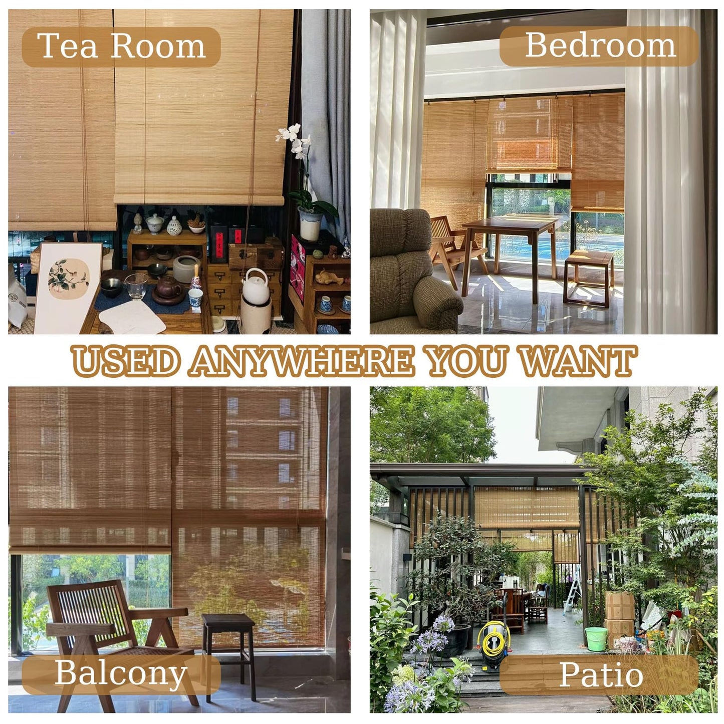 Handwoven Bamboo Blinds for Indoor/Outdoor - Easy to Install, Customised Shades for Patios and Porches - WoodArtSupply