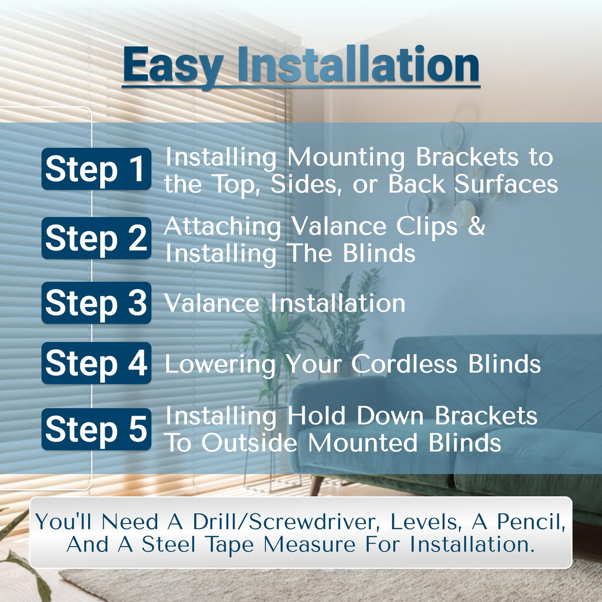 TailorView Customizable Wood Horizontal Cordless Window Blinds - 2 Inch Slats - Walnut (Medium-Dark Brown,) Outside or Inside Mount. TailorView