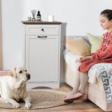 Spurgehom 13 Gallon Tilt Out Trash Cabinet Kitchen Waste Bins, Laundry Hamper Tilt Out Pet Proof Hidden Trash Bin for Kitchen Living Room,White Spurgehom