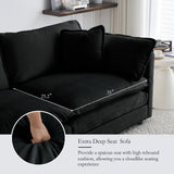 GNIXUU Deep Seat Sectional Sofa, Comfy Cloud Couch Loveseat with Ottoman, 76.7" Modern Chenille Upholstered Modular Sofa L Shaped Couch for Living Room, Apartment, Studio, Office(Black). GNIXUU