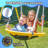 Sportspower Starlight Metal Swing Set with 2 LED Light-Up Swings, Saucer Swing & 5ft Slide – Outdoor Kids Playset with Sturdy Frame and Safety Features Sportspower