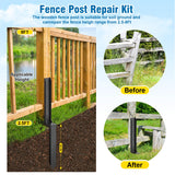 Dukelai 4 Pcs Fence Post Repair Kit,Heavy Duty Fence Post Anchor Kit, Fence Post Repair Stakes for Repair Tilted, Broken Wood Fence Post Dukelai