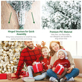 Nightcore 9FT Pre-Lit Artificial Christmas Tree, Snow Flocked Hinged Pine Tree w/ 1498 Branches Tips & 550 LED Lights, Portable Metal Base, Perfect Xmas Decoration for Home Office Party (9 ft Green) WoodArtSupply