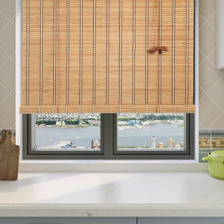 CSBWDLT Bamboo Blinds Roman Bamboo Curtains Roller Shades for Interior Windows,Roll Up Blinds Indoor Outdoor Patio 36" W x 72" H CSBWDLT