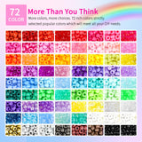 2400pcs Pony Beads 72 Colors 9mm Friendship Bracelets Making Kit, Rainbow Kandi Beads Bulk Letter Beads for Name Bracelets Jewelry Making Crafts with Elastic String Sistenia