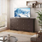 Furmax 6 Wood Drawers Dresser for Bedroom, Double Dresser for TV up to 65 inch, TV Stand Storage Chest of Drawers for Living Room Hallway Entryway (Brown) Furmax
