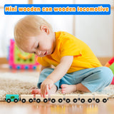 Hoarost 18 Pack Unfinished Wooden Cars Unpainted Magnetic Wood DIY Crafts Trains Car for DIY Craft Activities Birthday Gift (Color Set 1) Hoarost