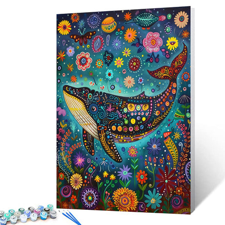 Aihonmin Large Fish Species Paint by Numbers for Adults, Flower DIY Acrylic Watercolor Paint by Numbers Kit for Adults Beginner 16x20 inch Painting Craft On Canvas Home Decor(Without Frame) Aihonmin