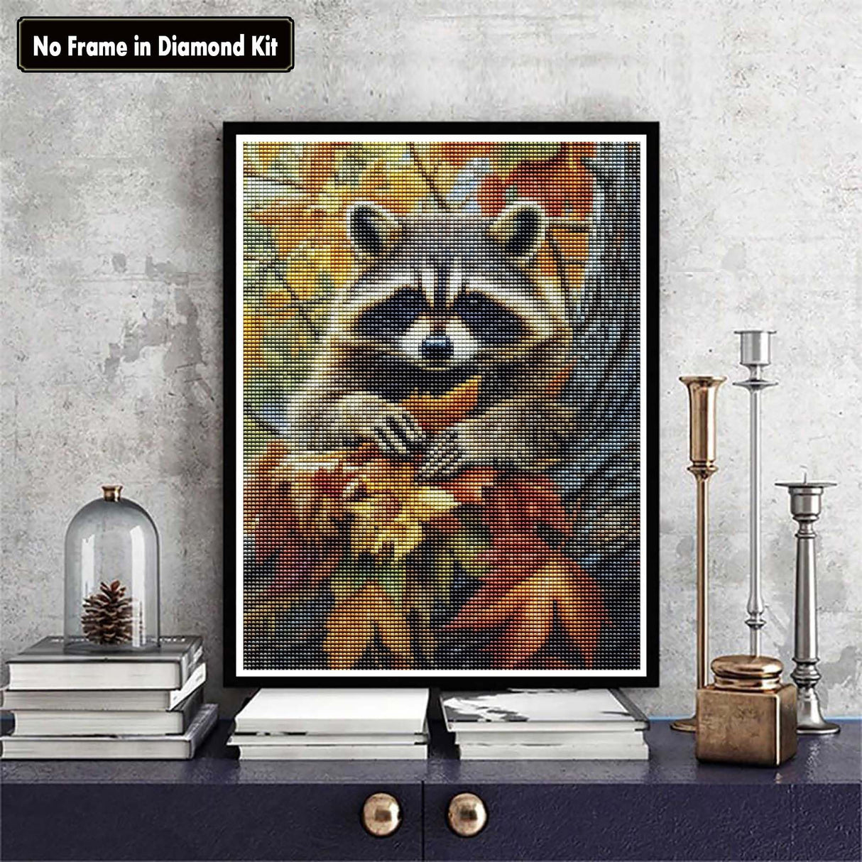 Zariocy 5D Diamond Art Kits for Adults Raccoon, DIY Diamond Painting Art Autumn Round Full Drill Crystal Diamond Embroidery Paintings Arts Craft for Home Office Wall Decor 12x16 inch Zariocy