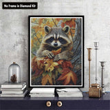 Zariocy 5D Diamond Art Kits for Adults Raccoon, DIY Diamond Painting Art Autumn Round Full Drill Crystal Diamond Embroidery Paintings Arts Craft for Home Office Wall Decor 12x16 inch Zariocy