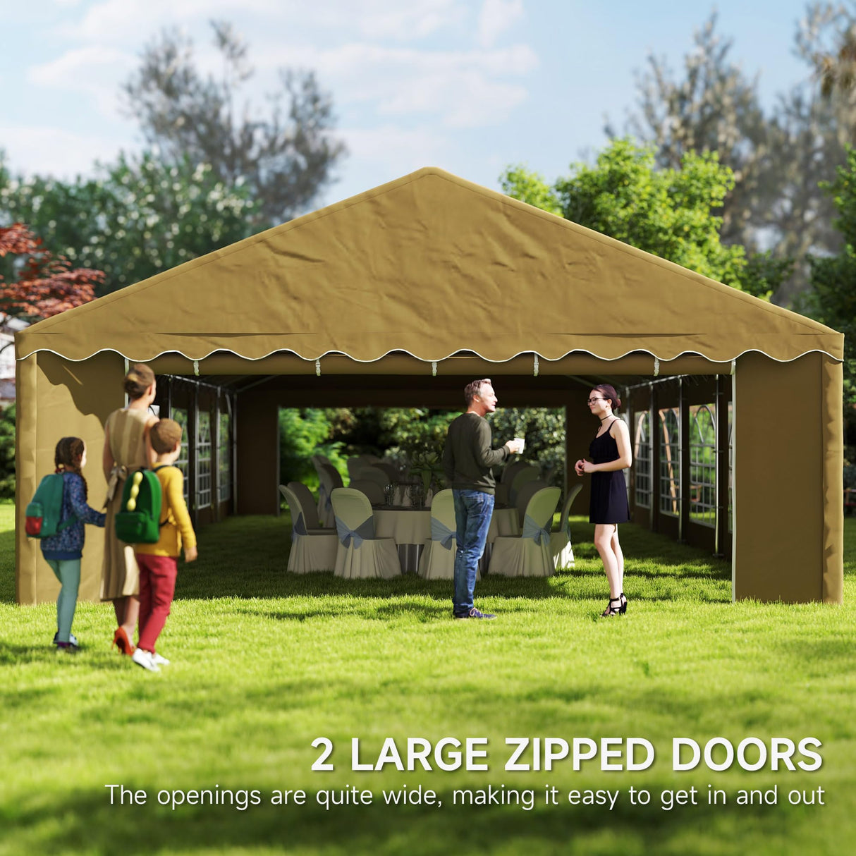 Outsunny 20' x 40' Heavy Duty Party Tent, Galvanized Outdoor Canopy Tent Large Event Shelter with Removable Sidewalls, 12 Windows and 2 Doors, Tents for Parties, Wedding, Events, BBQ Grill, Brown Outsunny