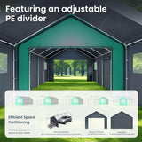 PHI VILLA 13'x24'x9.6' Outdoor Portable Storage Shelter Shed Garage with Roll up Zipper Doors & Vents Carport for Motorcycle Waterproof and UV Resistant Anti-Snow Portable Garage Kit Tent, Gray PHI VILLA