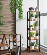 VIMBER 5-Tier Bookshelf with Anti-Fall Baffle, Tall Bookcase for Books, Garage Kit, CDs, Movies, Industrial Standing Bookshelves Storage Organizer for Bedroom Office Living Room USSJ001F VIMBER