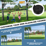 Slsy Ninja Warrior Obstacle Course for Kids, 50FT Durable Ninja Slackline Kit with 8 Complete Accessories, Playset Equipment with Swing, Climbing Net, Ladder & Monkey Bars (8 Obstacles) Slsy