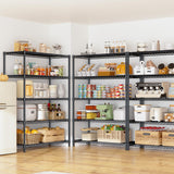 5 Tier Storage Shelves 71"H Wire Shelving Adjustable Metal Shelving,1000LBS Pantry Shelves Sturdy Steel Wire Shelf for Kitchen School Pantry Garage Warehouse ,71"H X35.5"W X13.8"D, Black,2P Romorgniz