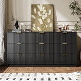 MAISONARIA Black Dresser for Bedroom, 9 Drawer Double Dresser, Modern Chest of Drawers for Bedroom, Living Room, Entryway and Closet, 63" L x 15.7" D x 31.5" H MAISONARIA