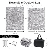 Bsmathom Waterproof Outdoor Rug 6'x9' Reversible Boho Plastic Straw Patio Deck Camping Rugs, Indoor Outdoor Portable RV Mat Clearance Carpet for Outside, Porch, Balcony, Backyard, Beach, Pool,Grey Bsmathom