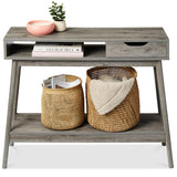 Best Choice Products Mid-Century Modern Console Table, Sofa Table, Accent Furniture for Hallway, Living Room, Entryway Foyer Space-Saving w/Cubby, Drawer, Lower Storage Shelf - Gray Best Choice Products