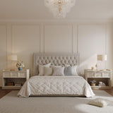 SICOTAS 31" Wide Nightstands Set of 2, Large Night Stands with Drawer, Oversized King Size Nightstand Bedside Table for Bedroom, Farmhouse End Side Table Set of 2 with Round Corners,Grey White Oak SICOTAS