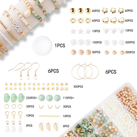 Xylise Jewelry Making Supplies Kit Natural Stone Beads for Irregular Natural Stone with for DIY Craft Bracelet Necklace Earrings for Adults (Amazonian) Xylise