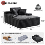 Jocisland 67 inch Chaise Lounge, No-Assembly Sofa Chaise with Throw Pillows and Armrests, Faux Fur Sleeper Sofa for Living Room, Apartments, Gray Jocisland