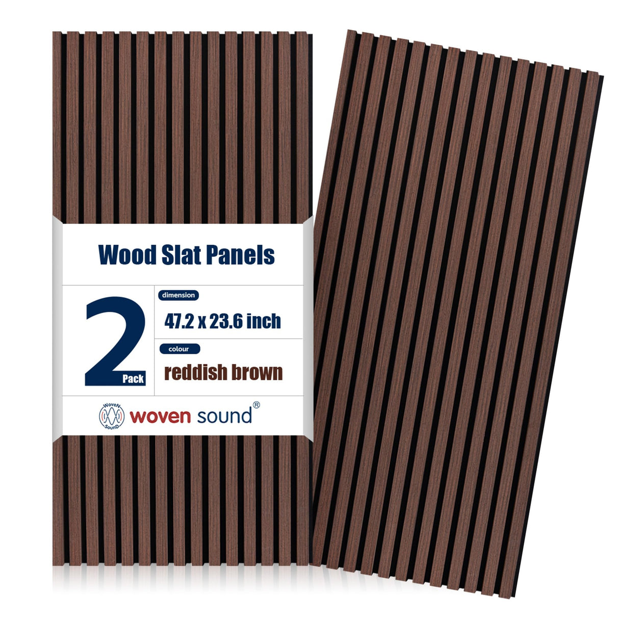 Woven Sound Wood Panels for Wall, Functionality and Durability, Enhanced Acoustic & Sound Proof Fluted Design, Versatile Wood Slat Wall Decor for Home & Office, 2 Pack Walnut, 47.2x23.6 Inch WoveN SounD