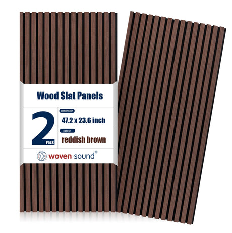 Woven Sound Wood Panels for Wall, Functionality and Durability, Enhanced Acoustic & Sound Proof Fluted Design, Versatile Wood Slat Wall Decor for Home & Office, 2 Pack Walnut, 47.2x23.6 Inch WoveN SounD