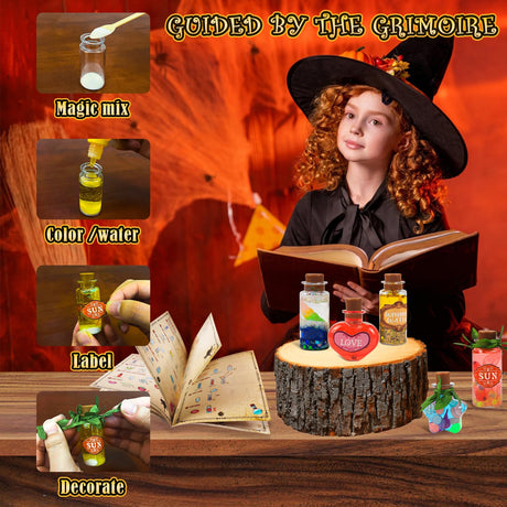 Rhybor Magic Potion Kit for Kids,Mix 22 Bottles Fairy Magic Potions,Mystery Potions Craft Kit,Christmas Halloween Decorations Birthday Gift Toys for Girl 6 7 8 9 10 Rhybor