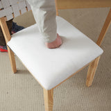 VINGLI Beige Woven Wooden Dining Chairs Set of 2,Armless Mid Century Modern Desk Chairs with Rivet&Foot Pegs,Upholstered Farmhouse Comfy Chair No Wheels for Dining Room,Living Room,Kitchen,Oak,Suede VINGLI