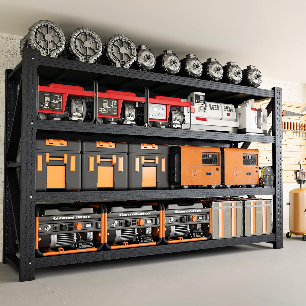 RAVIGIN 5000LBS Storage Shelves,71" W Garage Shelving Heavy Duty Metal Adjustable Garage Shelves, Shelving Units Industrial Shelving for Warehouse,71" W x 24" D x 69" H,Black RAVIGIN