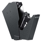 Gun Safe, Biometric Pistol Safe Fingerprint Quick Access Drop Down Single Mount Gun Safe with Keypad Lock and Key Lock, for Nightstand Wall Mount Bedside Desk Vehicle Bed ADIMO