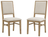 Crosley Furniture Joanna Modern Farmhouse Upholstered Wood Back Dining Chairs Set of 2, Rustic Brown/Creme Crosley Furniture