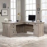 Sauder Palladia L-Shaped Desk, L: 68.74" x W: 65.12" x H: 29.61", Split Oak finish Sauder