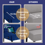 STHOUYN Mini Comfy Couch Armless Loveseat Sofa with USB Port, Velvet Couches for Small Spaces Living Room, Apartment Office Dorm (Navy Blue) STHOUYN