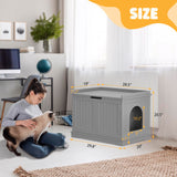 ZENY Cat Litter Box Enclosure, Cat Litter Box Furniture Hidden, Wooden Cat Litter Cabinet with Divider, Modern Cat Washroom Storage Bench，Fit Most of Litter Box, Gray ZENY