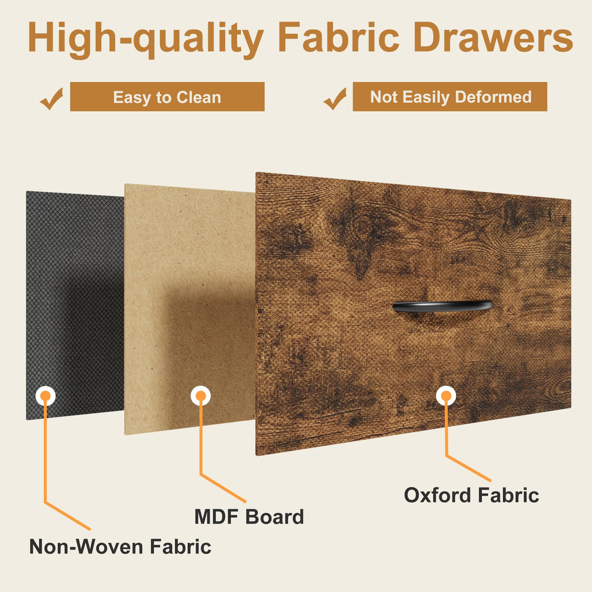 AFLUI Triple Bookshelf with 3 Fabric Drawers, 4-Tier Book Shelf and 10 Display Shelves, Industrial Large Bookcase for Home & Office, Rustic Brown, 59'' Wide AFLUI