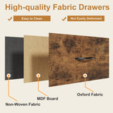 AFLUI Triple Bookshelf with 3 Fabric Drawers, 4-Tier Book Shelf and 10 Display Shelves, Industrial Large Bookcase for Home & Office, Rustic Brown, 59'' Wide AFLUI